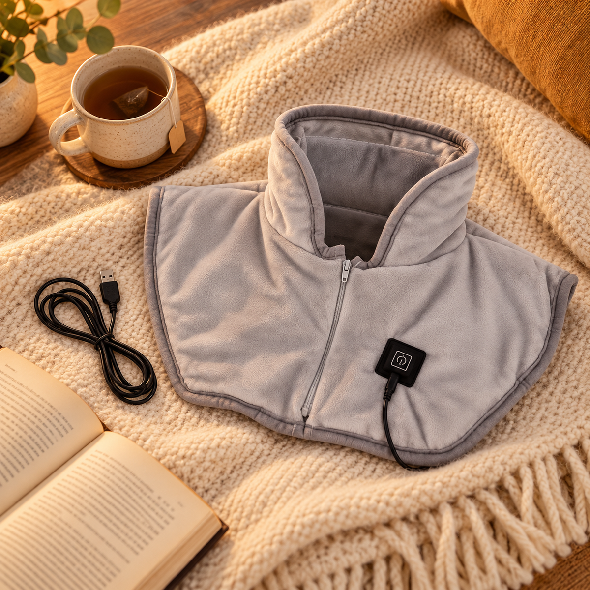 Nestwarm warmtesjaal in huiselijke setting
